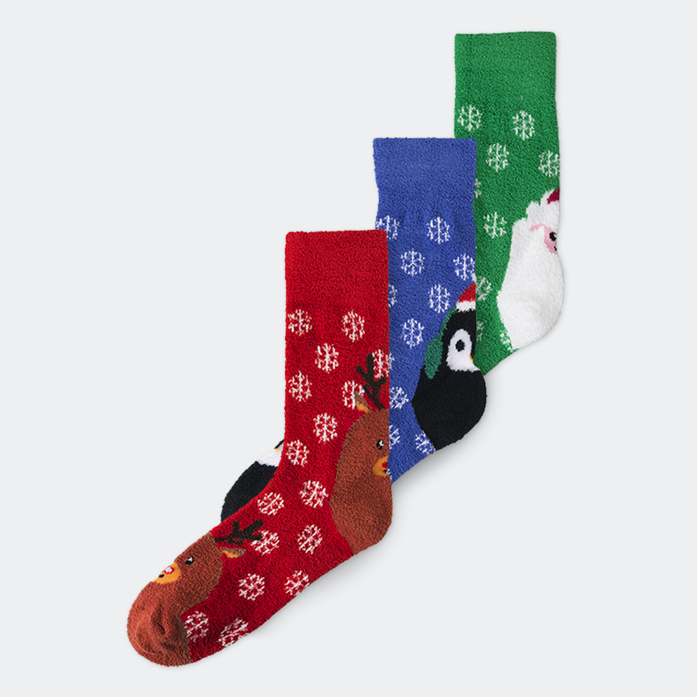 SillySanta fluffy julesokker 3-pak — varm adventsgave