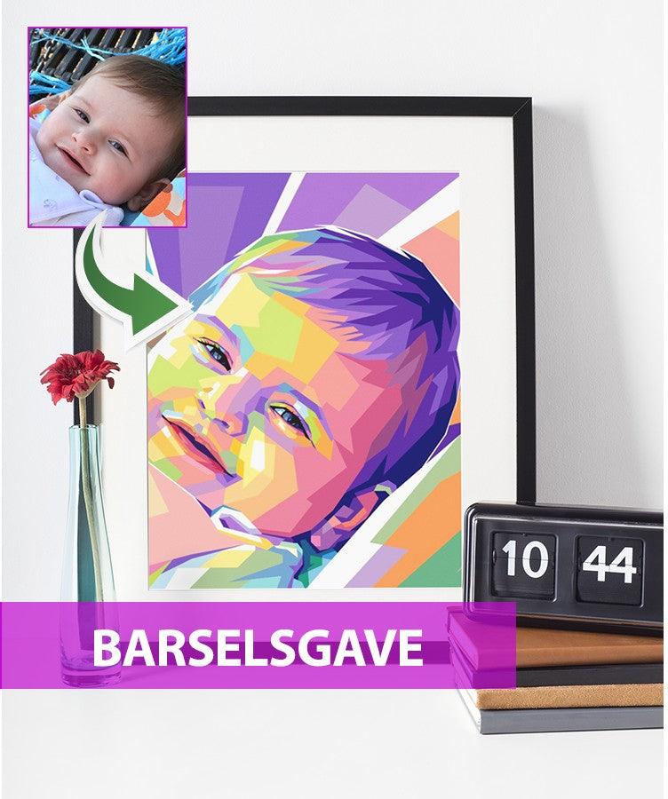 Barselsgave - pop art tegning efter dine fotos — Justkarikatur
