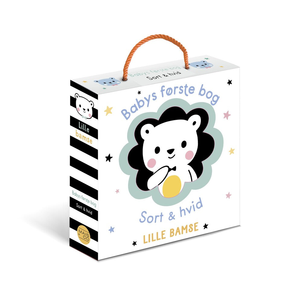 Babys første bog Lille Bamse sort/hvid stofbog fra Bog & idé — sensorisk babygave