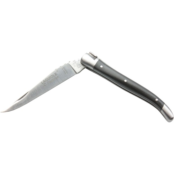Lommekniv Sort horn med 2 stålkraver, 9 cm — laguioleshop.dk
