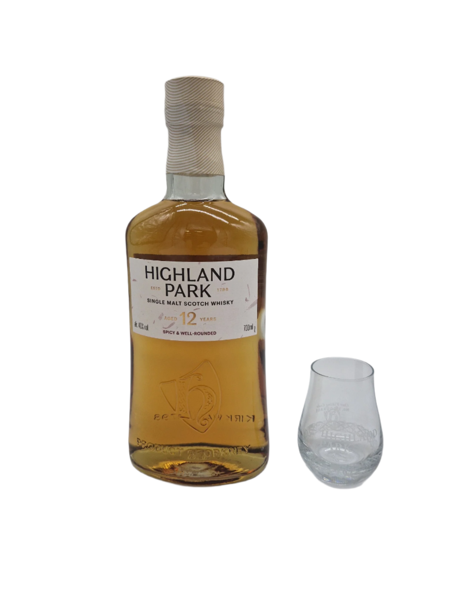 Highland Park 12 whisky med glas fra Whiskystack — gave til onkel