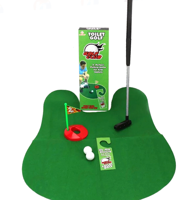 Toilet golf sæt fra DinGadget — sjov gave til onkel