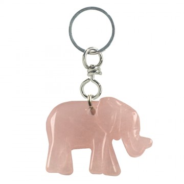 Nøglering med rosakvarts elefant - Nøglering - GodKarmaShop — GodKarmaShop.dk