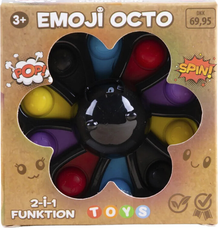 Fidget Legetøj - 2-i-1 Emoji Octo Fidget Spinner Og Pop It — Gucca.dk