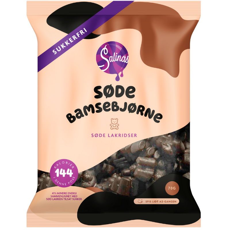 Salinas Slik Søde Bamsebjørne Lakrids (70 g) — Helsebixen.dk