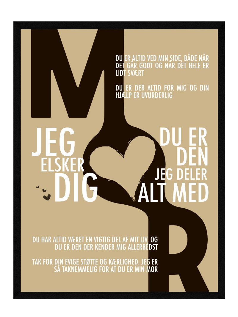 Personlig mor-plakat fra POSTERSbyUS — barselsgave til mor med navn og tekst
