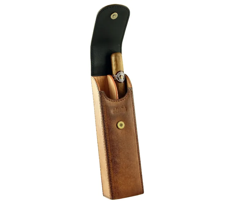 Adorini cigar case brown w. pouch for cutter or lighter — studentergave fra Havnens-vin (DK)