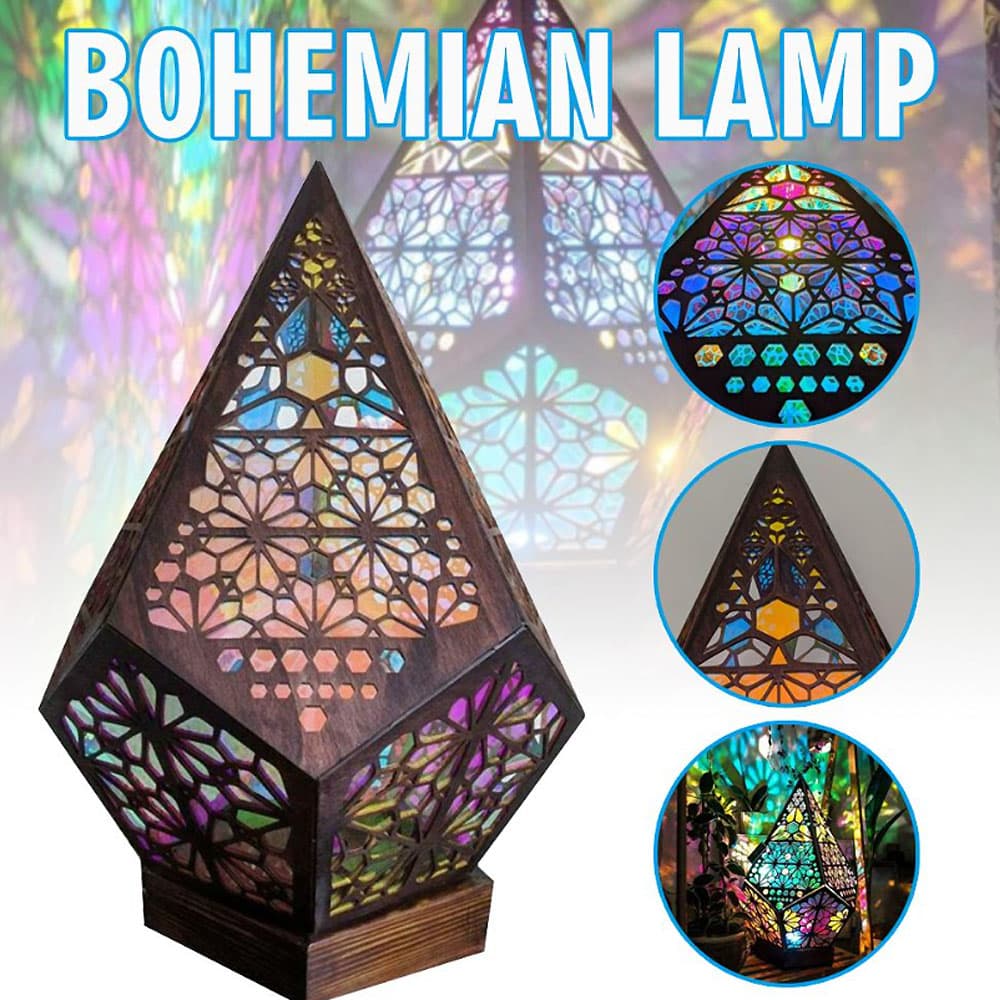 Bohemian stjerneprojektor — farverig LED-natlampe — studentergave fra Satana.dk