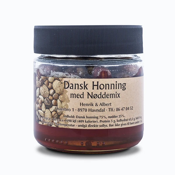 Dansk honning med nøddemix 200g — Løvegården